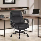 BestMassage Chaise de bureau grande taille pour ordinateur avec accoudoirs, noire