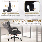 BestMassage Chaise de bureau grande taille pour ordinateur avec accoudoirs, noire