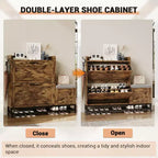 Meuble à chaussures avec 2 tiroirs basculants et coussin d'assise rembourré – Étagère étroite de rangement pour chaussures, pour entrée, porte d'entrée, hall, couloir, en bois aseptisé
