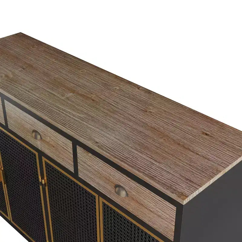 Buffet de cuisine Okak avec 6 portes, armoire de rangement multifonctionnelle avec 1 étagère ouverte et 1 tiroir