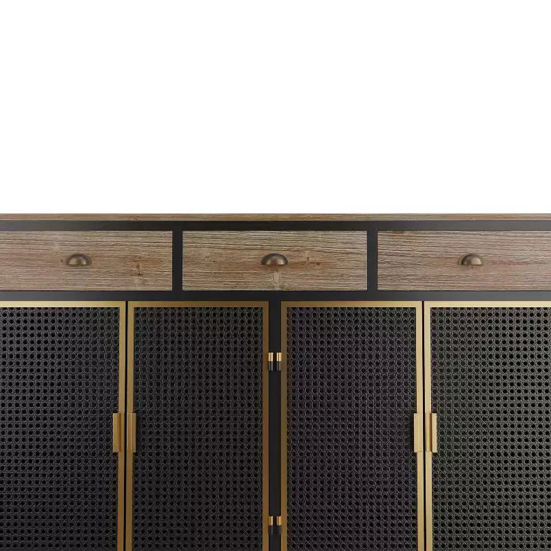 Buffet de cuisine Okak avec 6 portes, armoire de rangement multifonctionnelle avec 1 étagère ouverte et 1 tiroir