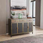 Buffet de cuisine Okak avec 6 portes, armoire de rangement multifonctionnelle avec 1 étagère ouverte et 1 tiroir