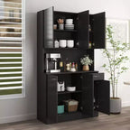 Buffet de cuisine Okak avec 6 portes, armoire de rangement multifonctionnelle avec 1 étagère ouverte et 1 tiroir