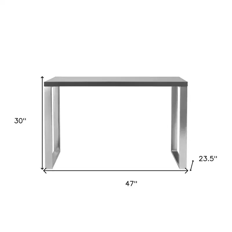HomeRoots 47 Bureau d'écriture luge en bois gris et argenté et acier inoxydable