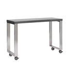HomeRoots Bureau d'écriture roulant en bois et acier inoxydable gris et argent de 39 po