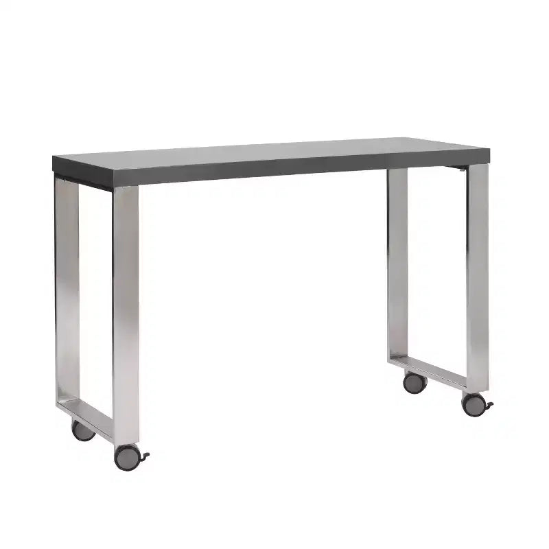 HomeRoots Bureau d'écriture roulant en bois et acier inoxydable gris et argent de 39 po