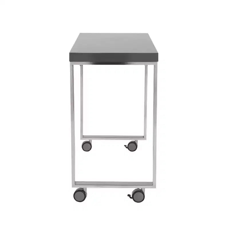 HomeRoots Bureau d'écriture roulant en bois et acier inoxydable gris et argent de 39 po
