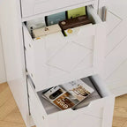 Meuble de Rangement Salle de Bain VECELO, Meuble sur Pied avec 3/4 Tiroirs et 2 Étagères Réglables, Blanc