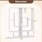 Costway Bibliothèque géométrique à 7 niveaux avec 2 kits anti-basculement Marron rustique/blanc