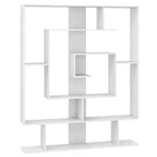 Costway Bibliothèque géométrique à 7 niveaux avec 2 kits anti-basculement Marron rustique/blanc