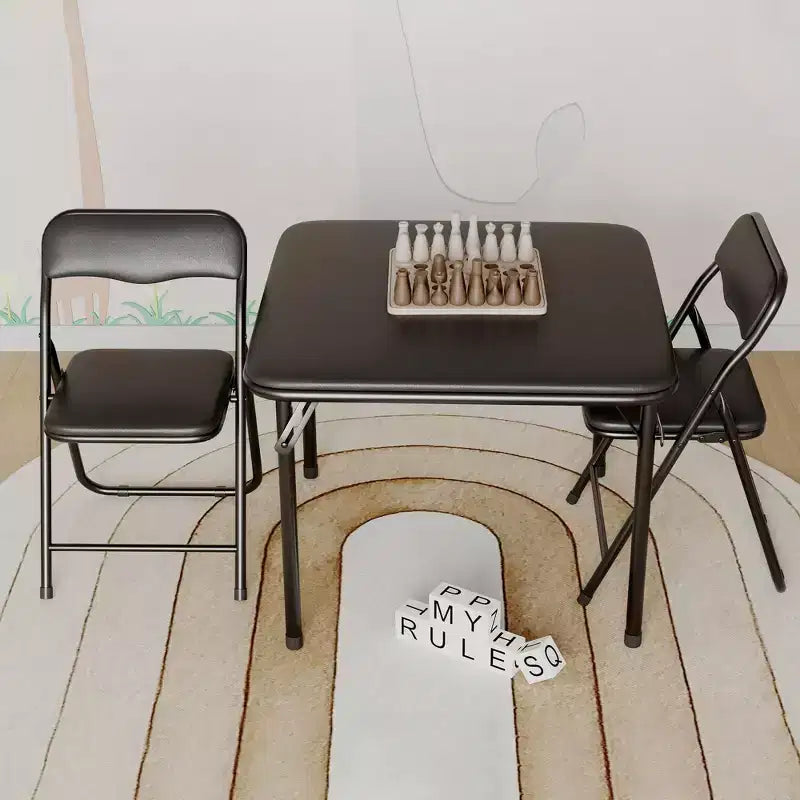 Ensemble table et 2 chaises pliantes pour enfants, avec table et chaises portables avec coussins en PU souple. Aucun assemblage requis