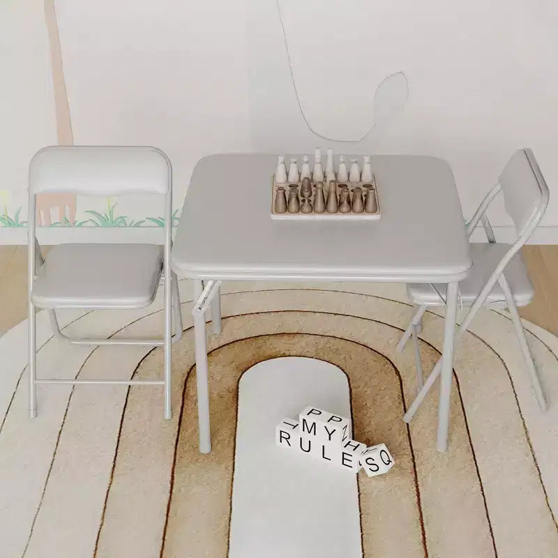 Ensemble table et 2 chaises pliantes pour enfants, avec table et chaises portables avec coussins en PU souple. Aucun assemblage requis