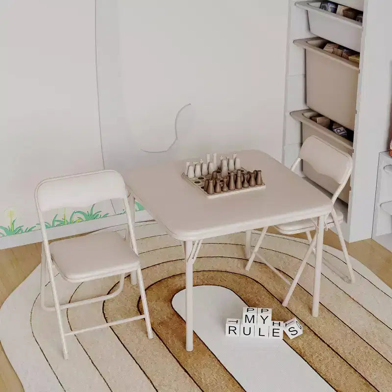 Ensemble table et 2 chaises pliantes pour enfants, avec table et chaises portables avec coussins en PU souple. Aucun assemblage requis