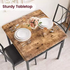 Ensemble table et chaises de salle à manger pour 2, table à manger rectangulaire et chaises, ensemble de table de cuisine en bois avec 2 chaises rembourrées, petit ensemble de table pour appartement