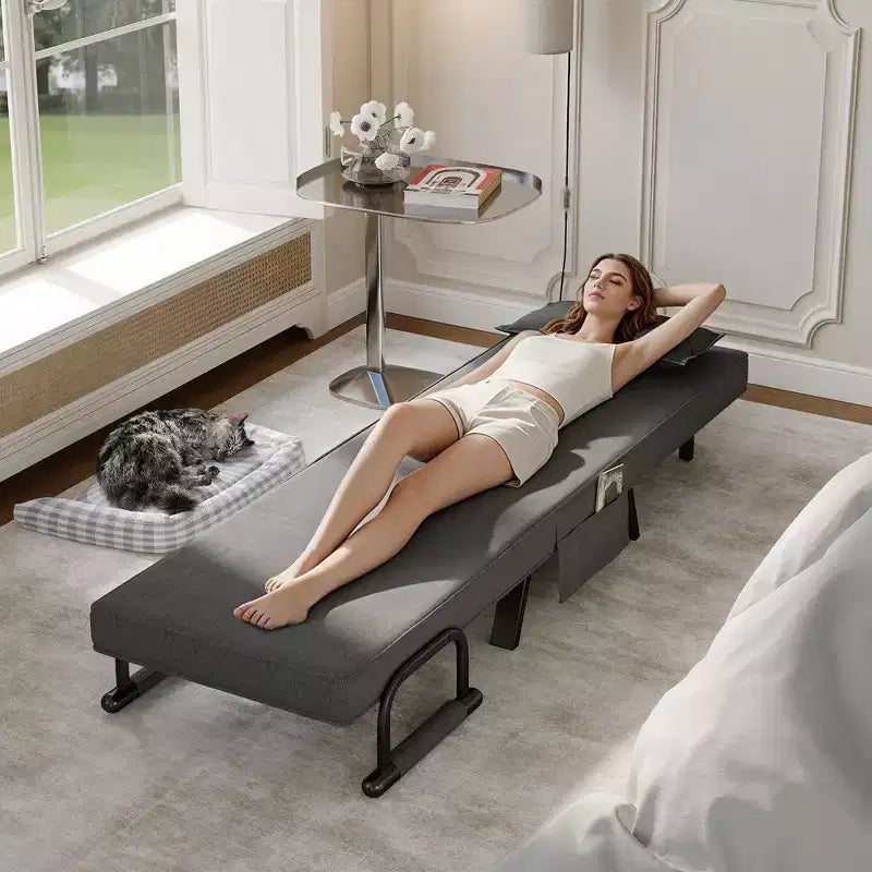 Fauteuil convertible TYBOATLE pour adultes avec dossier réglable sur 5 positions et oreiller, canapé-lit futon individuel confortable pour appartement, bureau