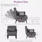 Fauteuil convertible TYBOATLE pour adultes avec dossier réglable sur 5 positions et oreiller, canapé-lit futon individuel confortable pour appartement, bureau