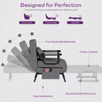 Fauteuil convertible TYBOATLE pour adultes avec dossier réglable sur 5 positions et oreiller, canapé-lit futon individuel confortable pour appartement, bureau
