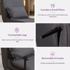 Fauteuil convertible TYBOATLE pour adultes avec dossier réglable sur 5 positions et oreiller, canapé-lit futon individuel confortable pour appartement, bureau