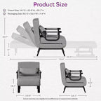Fauteuil convertible TYBOATLE pour adultes avec dossier réglable sur 5 positions et oreiller, canapé-lit futon individuel confortable pour appartement, bureau