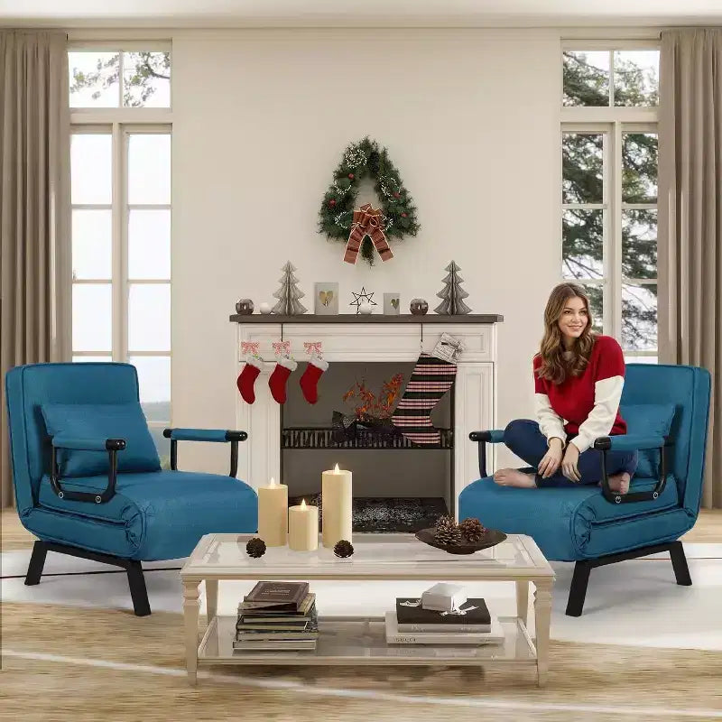 Fauteuil convertible TYBOATLE pour adultes avec dossier réglable sur 5 positions et oreiller, canapé-lit futon individuel confortable pour appartement, bureau