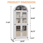 Bibliothèque arquée de 181 cm de haut avec portes et tiroirs - Vitrine en bois de 40 cm de profondeur, bibliothèques arrondies de style ferme pour salon et cuisine