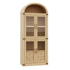 Bibliothèque arquée de 181 cm de haut avec portes et tiroirs - Vitrine en bois de 40 cm de profondeur, bibliothèques arrondies de style ferme pour salon et cuisine