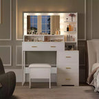 Table de toilette avec chaise, miroir et lumières réglables sur 3 modes de luminosité, Coiffeuse de maquillage