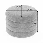 GDFStudio Hayden 24 Pouf de rangement en velours/bouclette touffeté à rainures en bois avec plateau rabattable