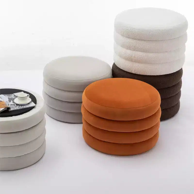 GDFStudio Hayden 24 Pouf de rangement en velours/bouclette touffeté à rainures en bois avec plateau rabattable