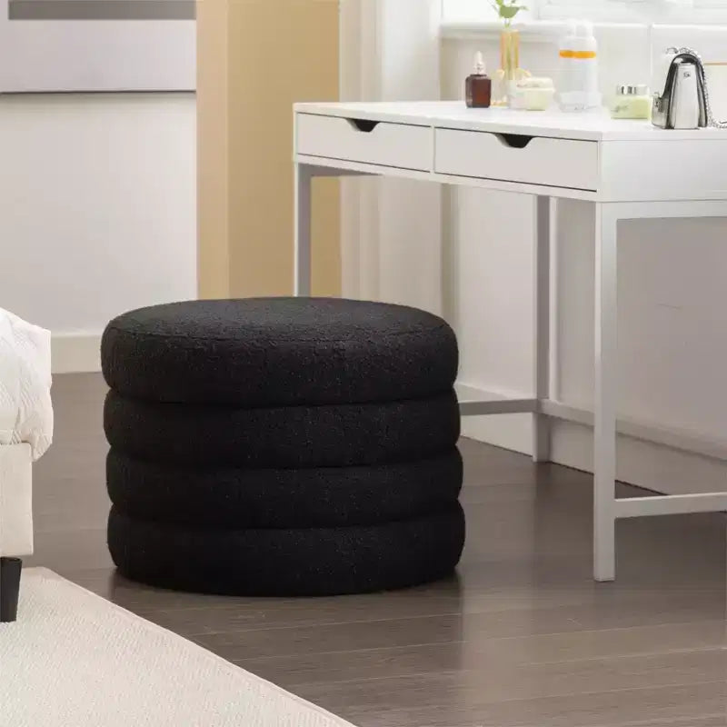 GDFStudio Hayden 24 Wood Channel Tufted Velvet/Boucle Storage Ottoman with Flip Top