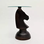 Table d'appoint GDFStudio Randolph moderne 24 en aluminium martelé motif cheval avec plateau en verre