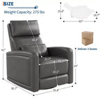 Fauteuil inclinable manuel, fauteuil à bascule pivotant à 360°, canapé simple en similicuir, fauteuil inclinable moderne à dossier haut, avec dossier ergonomique, pour salon