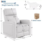 Fauteuil inclinable manuel, fauteuil à bascule pivotant à 360°, canapé simple en similicuir, fauteuil inclinable moderne à dossier haut, avec dossier ergonomique, pour salon