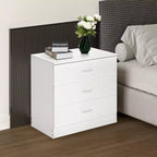 Karl Home 3-Drawer White Particle Board 25.98in. W Chest of Drawer