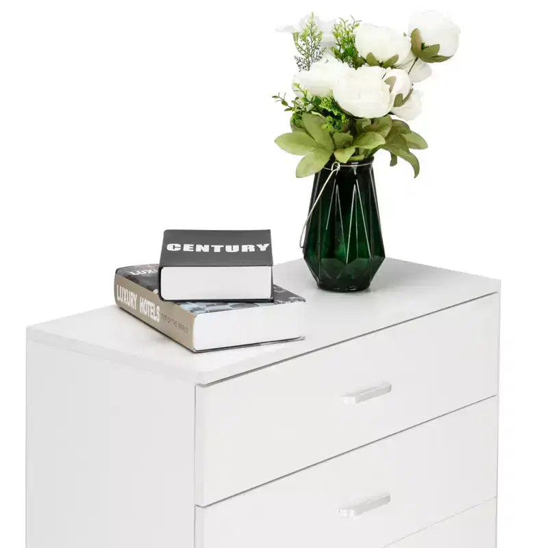 Commode Karl Home à 3 tiroirs en panneaux de particules blancs de 66 cm (25,98 po) de largeur