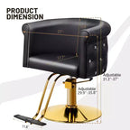 Chaise de coiffeur de salon Karl Home Noire Dorée Moderne Hydraulique Robuste Pivotante avec Dossier Incurvé