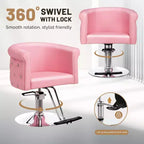 Chaise de coiffeur de salon Karl Home Noire Dorée Moderne Hydraulique Robuste Pivotante avec Dossier Incurvé