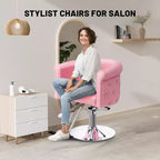 Chaise de coiffeur de salon Karl Home Noire Dorée Moderne Hydraulique Robuste Pivotante avec Dossier Incurvé