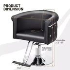 Chaise de coiffeur de salon Karl Home Noire Dorée Moderne Hydraulique Robuste Pivotante avec Dossier Incurvé