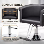 Chaise de coiffeur de salon Karl Home Noire Dorée Moderne Hydraulique Robuste Pivotante avec Dossier Incurvé