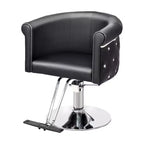 Chaise de coiffeur de salon Karl Home Noire Dorée Moderne Hydraulique Robuste Pivotante avec Dossier Incurvé