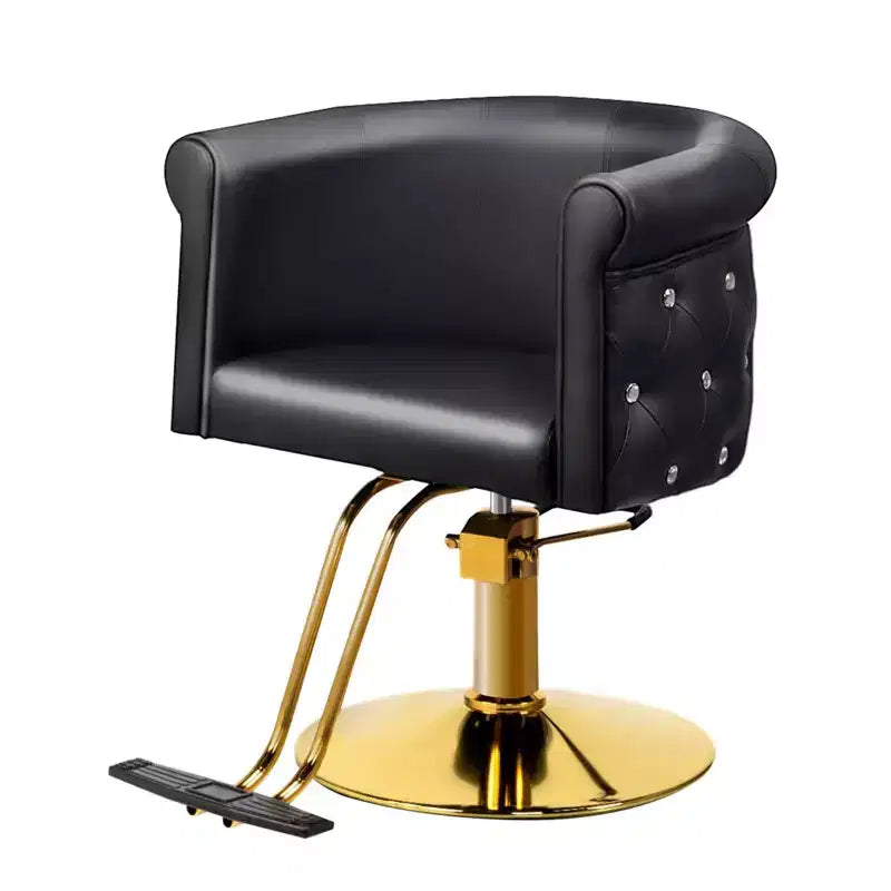 Karl Home Black Gold Modern Heavy Duty Hydraulic Swivel Hair Stylist Salon Chair with Curved Backrest