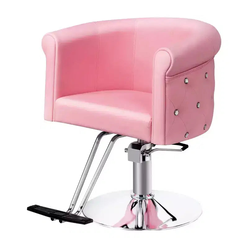 Chaise de coiffeur de salon Karl Home Noire Dorée Moderne Hydraulique Robuste Pivotante avec Dossier Incurvé