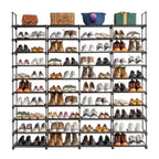 Karl Home Étagère à chaussures de 10 étages en fer noir et plastique, largeur 65,75 po