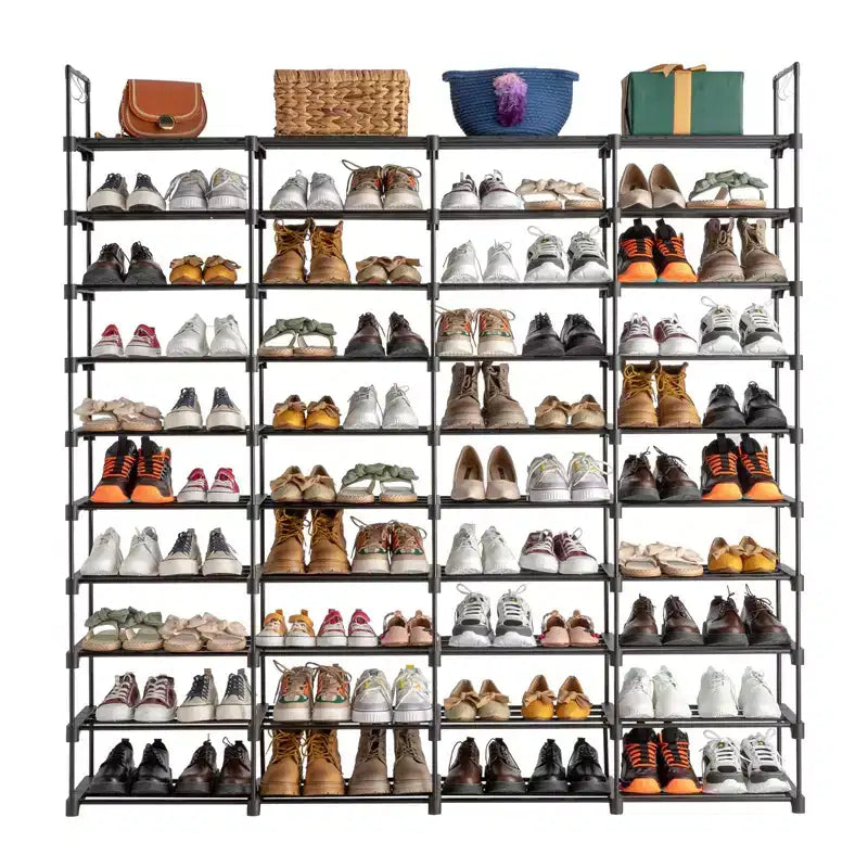Karl Home Étagère à chaussures de 10 étages en fer noir et plastique, largeur 65,75 po