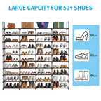 Karl Home Étagère à chaussures de 10 étages en fer noir et plastique, largeur 65,75 po