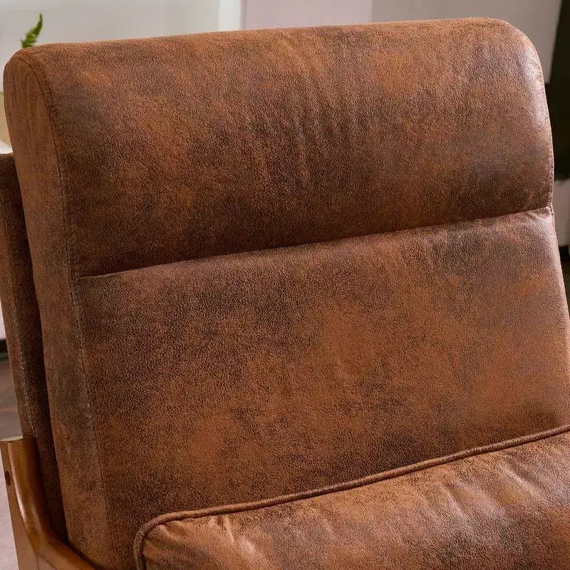 Chaise de loisirs d'intérieur Karl Home à dossier haut en bois massif, accoudoirs, structure en fer et lin