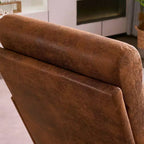Chaise de loisirs d'intérieur Karl Home à dossier haut en bois massif, accoudoirs, structure en fer et lin