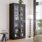 Glass Storage Cabinet. The Cabinet Body And Door Provide Double Storage Space. The Food-grade Tempered Glass Is Moisture-proof And Scratch-resistant.