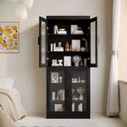 Meuble de rangement vitré. Le corps du meuble et la porte offrent un double espace de rangement. Le verre trempé de qualité alimentaire est résistant à l'humidité et aux rayures.